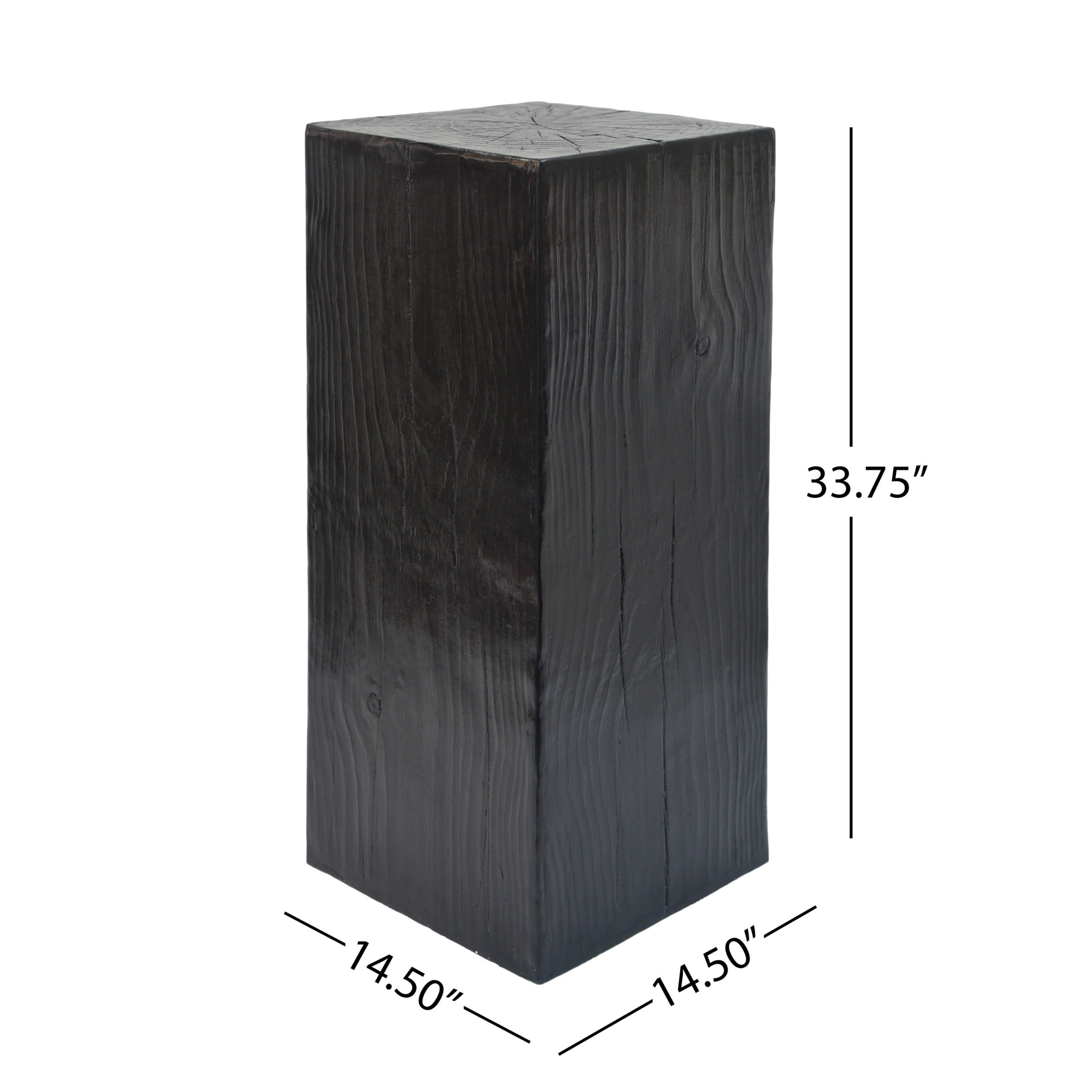 Christopher Knight Home 33.75" MGO End Table, Wood-Look Square Design, Indoor Outdoor Side Table, Black Finish, Set of 2
