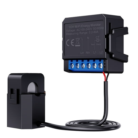 Interrupteur de Surveillance d'Énergie Wi‐Fi Tuya, Compteur de Tension et de Courant Multifonction, Application pour Téléphone Mobile, Statistiques d'Alimentation en Temps Réel, Jour Horaire, Consommation d'Énergie Totale Mensuelle, Interrogation avec Fonction de Réglage de l'Alimentation