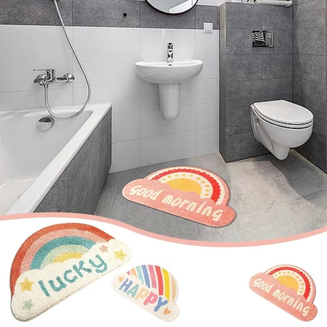 Xihbxyly Alfombra de Baño Semicircular, Diseño Absorbente de Secado Rápido, Textura de Franela Suave, Base Antideslizante, Fácil Mantenimiento, Uso Interior y Exterior, Decoración Del Hogar, Tamaño 4