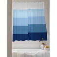 thumbnail image 3 of Sheer Curtains 63 inches Long, Navy Blue Striped Gradient Rustic Wood Board Light Filtering Sheer Window Curtains Rod Pocket Voile Drapes for Bedroom Living Room, 52"W x 63"L 2 Panels, 3 of 7