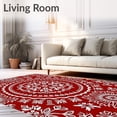 thumbnail image 2 of ODIKA 6'x9' Machine Washable Non-Slip Area Rug, Festive Snowflake Swirl Holiday Decorative Throw Modern Accent High Traffic Rug with Pad, Red, 605572, 2 of 8