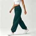 thumbnail image 5 of Jogger Pants for Women Casual High Waisted Baggy Sweatpants Solid Color Soft Track Pants with Pockets Green XL, 5 of 9