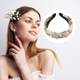 thumbnail image 7 of Unique Bargains 1 Pc Braided Faux Pearl flannelette Headband Headwear Hairband for Women 1.2 Inch Wide Beige, 7 of 7
