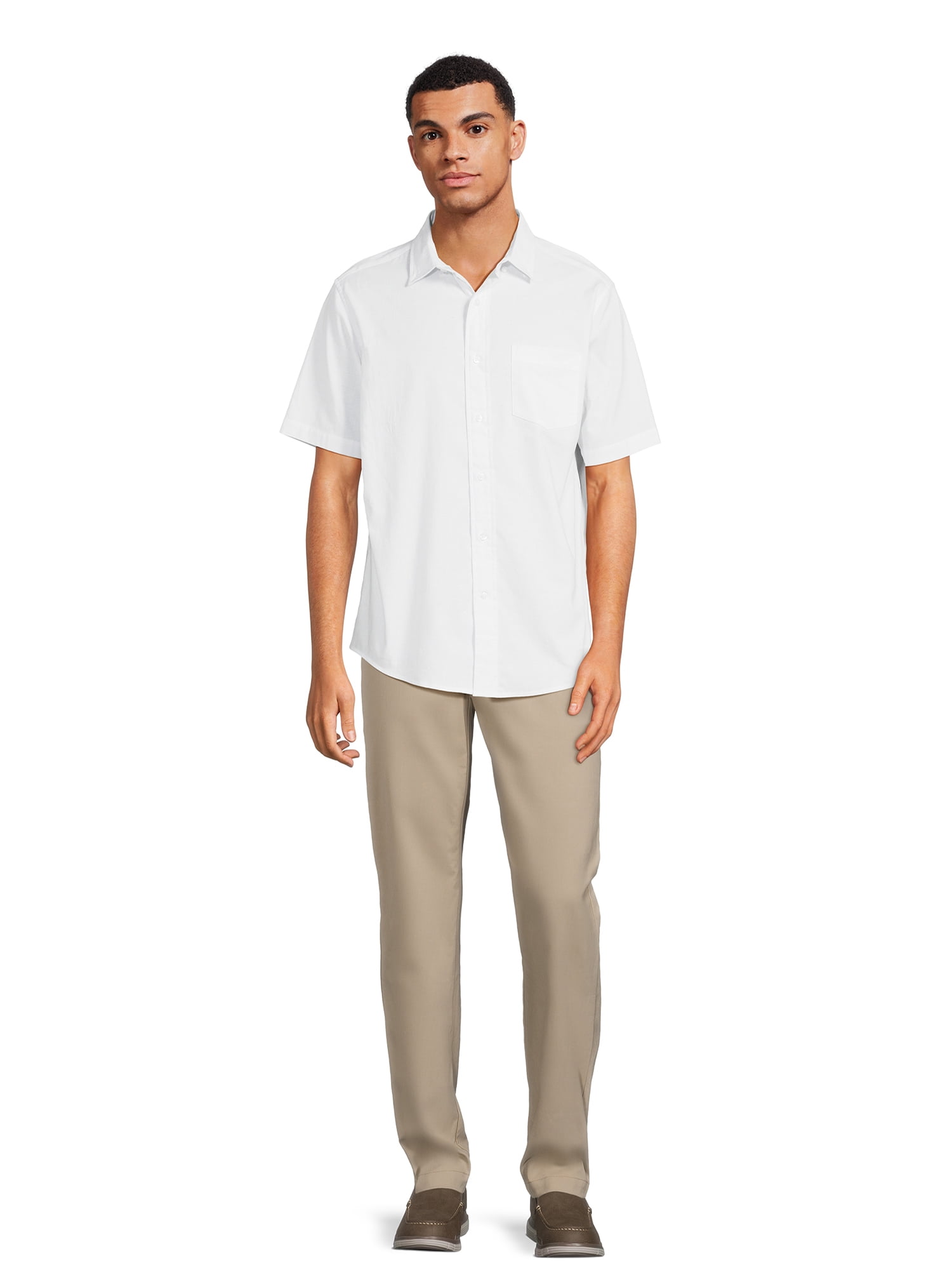 George Men's & Big Men's Short Sleeve Poplin Button-Up Shirt, Sizes S-3XL