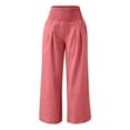 thumbnail image 4 of Plus Size Capris for Women High Waist Wide Leg Palazzo Pants For Women Smocked Workout Pants with Pockets plus Size Casual Petite Elastic Waist Sweatpants Casual Elastic Stretch Orange 4XL, 4 of 8
