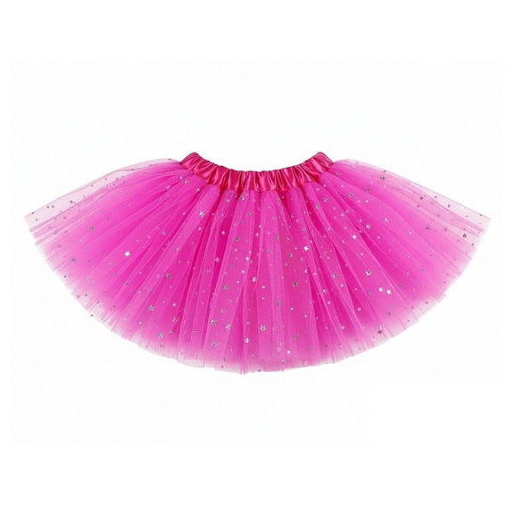 Wxolcjlv Women's Star Sequin Tulle Mini Skirt Elastic Waist Fluffy Layered Silhouette for Party Dance Activities Skirts
