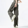 thumbnail image 4 of Kmdttou Cargo Pants Women Baggy Solid Color Fashion Casual Loose Broad Leg Full Length Pants, 4 of 6