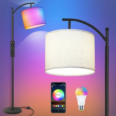 DONGPAI RGB LED Floor Lamps for Living Room with Remote Control, Modern Standing Lamp Dimmable Tall Reading Lamp for Bedroom Living Room