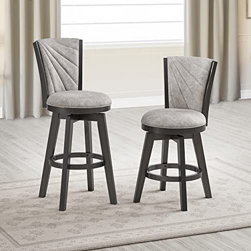 Kings Brand Furniture - Boyce 29" Upholstered Swivel Bar Stools (Set of 2) Silver/Gray