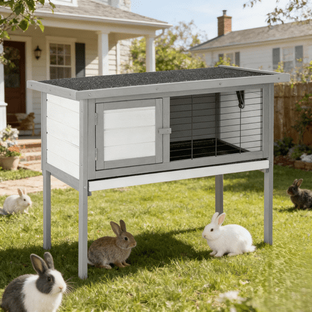 Ktaxon Single Desk Chicken Coop 36 Waterproof Wooden Cage for Poultry Gray