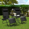 thumbnail image 2 of Homall Outdoor Zero Gravity Chair Folding Recline Patio Portable Lounge Chairs Set of 3 with Cupholder and Table, Black, 2 of 7