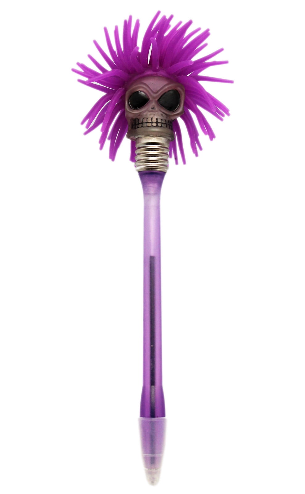 Creepy Skeleton Skull With Purple Hair Light Up Ballpoint Pen By Ganz
