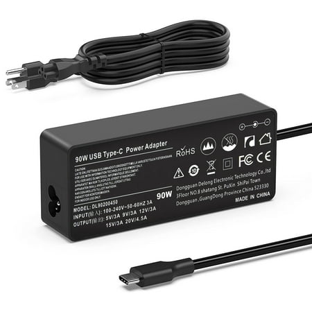 90W USB C Type-C Charger for Lenovo Thinkpad Carbon x1 5th 6th Gen, GX20M33579 4X20M26268 IdeaPad 13" 720 P580 P500 Y400 Y500 Yoga 370 910 920 X280 X390 X395 Laptop Power AC Adapter