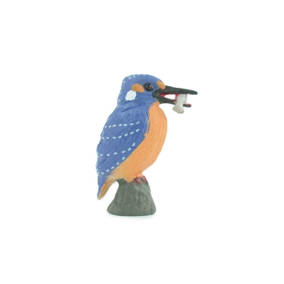 Kingfisher, With Fish in Beak, Museum Quality, Educational, Hand Painted, Rubber Bird, Realistic, Toys, Kids, Gift, 2 Inches. CH738 BB184