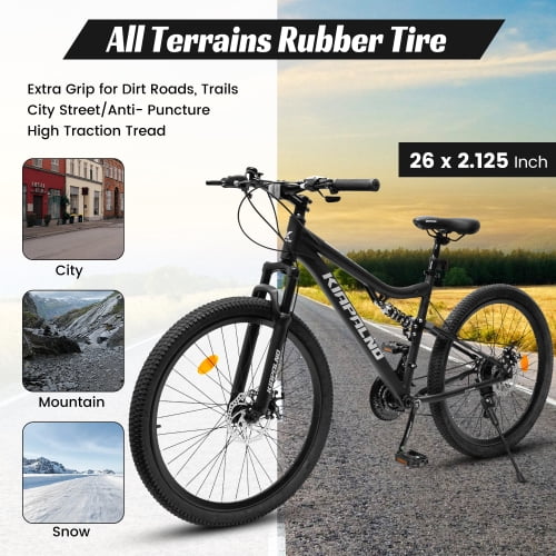 RAISTYW 26 inch All-Terrain Mountain Bike for Women, 21 Speed Women Bike with Dual Disc Brakes, Carbon Steel Frame Mountain Bicycle, Black