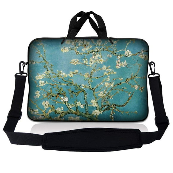 Laptop Skin Shop 10-11.6 inch Neoprene Laptop Sleeve Bag Carrying Case with Handle and Adjustable Shoulder Strap - Almond Trees