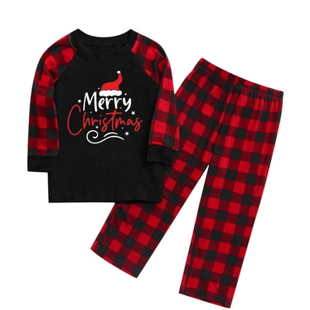 

Xutthjh Children Girls Boys Family Christmas Pajamas Home Printed Plaid Sleeve Holiday