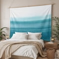 thumbnail image 3 of Turquoise White Ombre Tapestry for Bedroom Wall Hanging Tapestry, Modern Country Abstract Stripes Ceiling Backdrop Tapestries Poster Blanket Wall Decor for Teens Room Living Room Dorm 51" x 59", 3 of 8