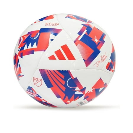 adidas MLS Club Soccer Ball, White/Solar Red/Glory Blue, 3