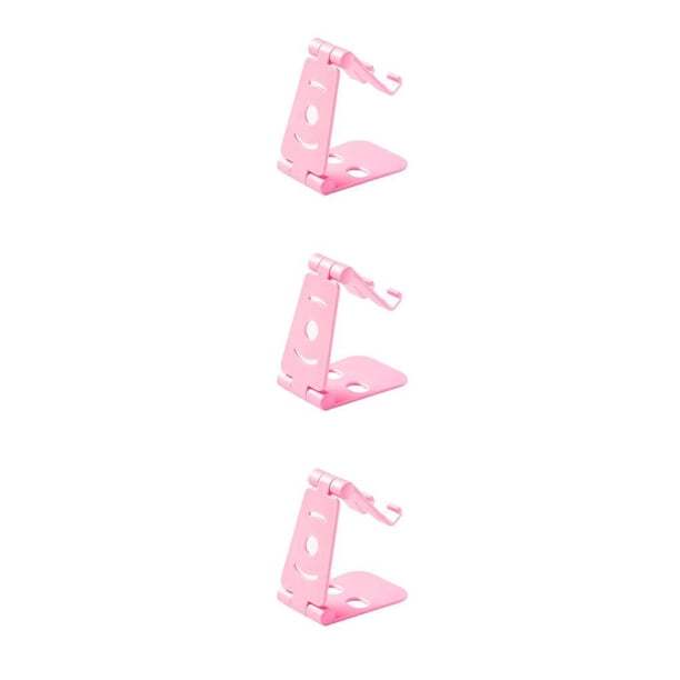 Cateissary Soporte de teléfono plegable con ajuste multiángulo, soporte de plástico plegable General para teléfono móvil de escritorio, rosado 3Conjunto