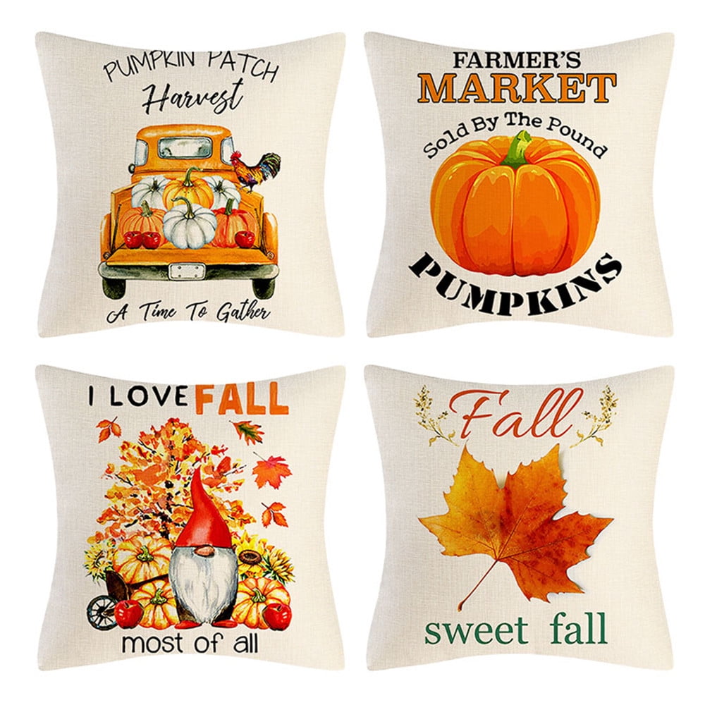 Autumn Thanksgiving Pumpkin Cushion Cover Cotton Linen Pillow Cases Home Decor 