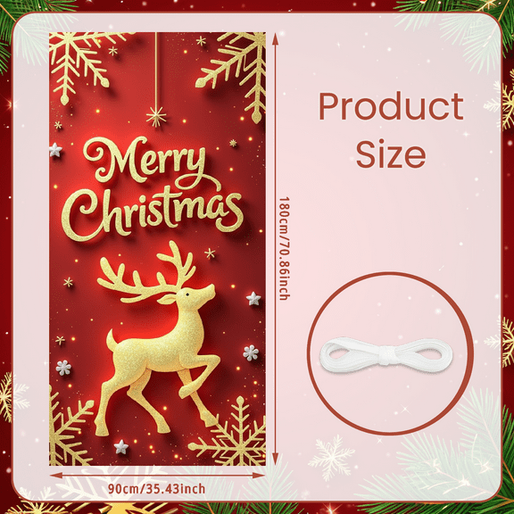 Colorful Lights Holiday Banner Reindeer Decoration Oh Deer Christmas Banner for Winter Celebration Kids Party Home Decoration