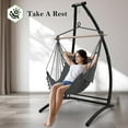 thumbnail image 3 of Yacona C-Type Hammock Hanging Chair with Stand, Outdoor Hammock Chair Swing, Hanging Chair with Neck Pillow, for Patio and Garden,Bedroom, Balcony, 300lbs, 3 of 7