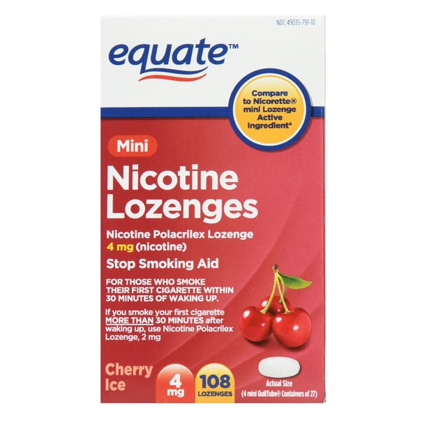 Equate Mini Nicotine Polacrilex Lozenge 4 mg (nicotine), Cherry Ice