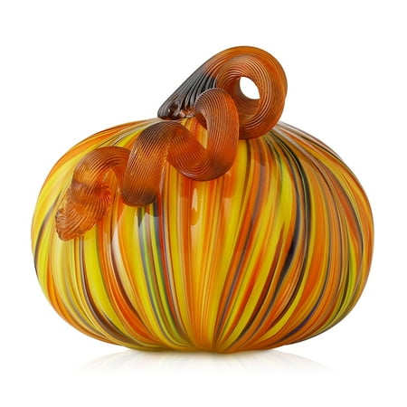 

Glitzhome Glitzhome Handblown Multi Striped Glass Gourd PumpkinsC