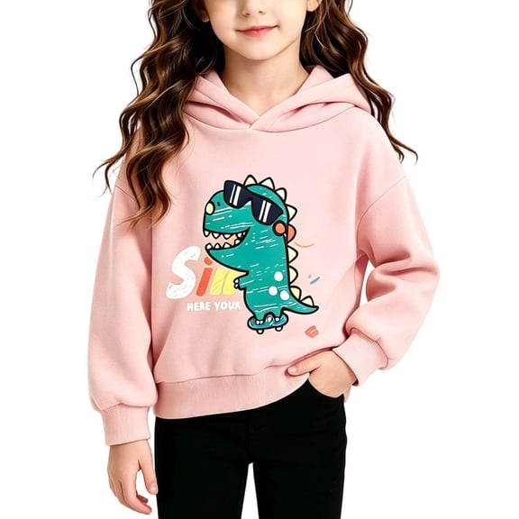 Mitankcoo Fashion Print Hoodie for Girls Long Sleeve Sweatshirt with Pocket Comfort Casual Warm Wear 1-8Y