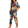 thumbnail image 2 of Yuyamidu Hibiscus Women's Pajamas Pants Bottoms Set Thermal Sleepwear Women Long Pj 2 Packs Tropical Flowers Long Sleeve Nightwear Daily Wear Clothes Size XL, 2 of 7