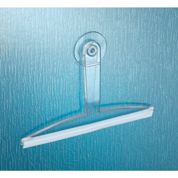 InterDesign Plastic Suction Squeegee with Hook - Bathroom Shower Accessory - 12" x 10", Clear