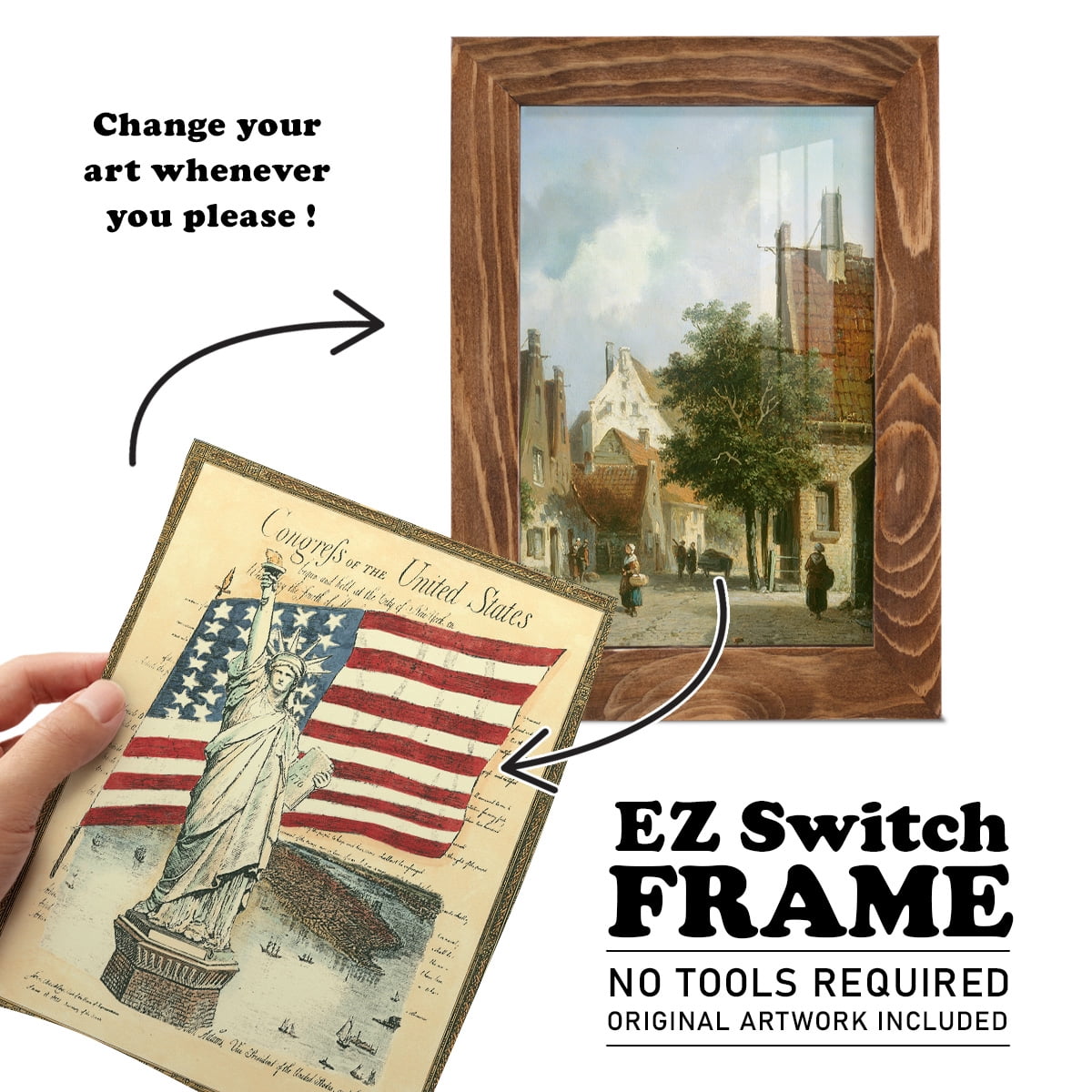USE D # Proud To Be An American I -Framed Print w/glass-Walnut