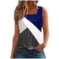thumbnail image 2 of Jewelreauty Women Casual Tank Tops Summer Square Neck Sleeveless Tunic T-Shirts Loose Color Block Blouses (2XL, Blue), 2 of 5