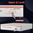 thumbnail image 5 of Volcora Cash Register Drawer for Point of Sale POS System with Round Corners 16", Removable Coin Tray, 5 Bill 8 Coin, 12-24V RJ11/12 Key-Lock Media Slot, Money Drawer for Business, Orange Bar/White, 5 of 7