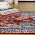 thumbnail image 2 of CAROMIO 5 x 7 Vintage Bohemian Distressed Rug Oriental Floral Printed Rug Boho Chenille Soft Floor Cover for Living Room Bedroom Non-Slip Low Pile Rug, Red/Blue, 2 of 5