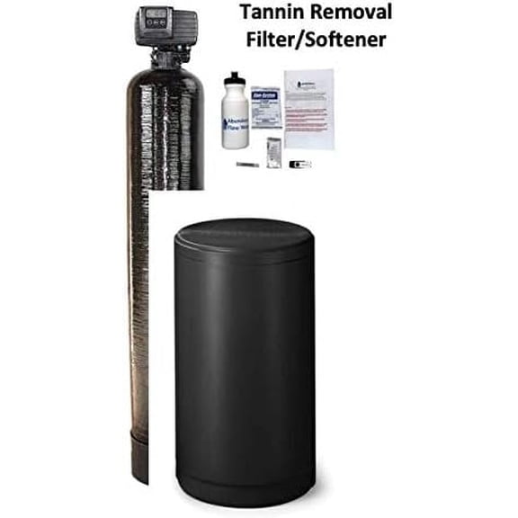AFWFilters TN-1248-56SXT-18 Round AFW Built 2.0 cu ft Digital Tannin Filter Water Softener with Fleck 5600SXT (18" Brine Tank, Black)