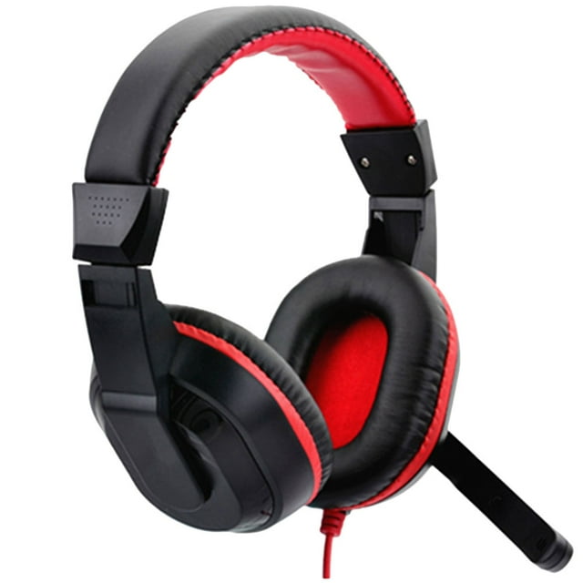 Casque Stéréo de Jeu Réglable avec Réduction de Bruit et Micro pour PC Portable 2 Pcs (Rouge)