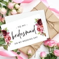 thumbnail image 4 of Koyal Wholesale Wedding Day Gift Set with Envelopes Set of 8 Burgundy Peonies To My Bridesmaid On My Wedding Day, 4 of 5