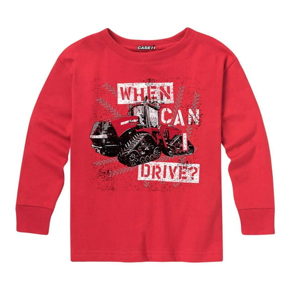 Youth Case IH Quadtrac "When Can I Drive?" Red Long Sleeve T-Shirt, D15790-LS