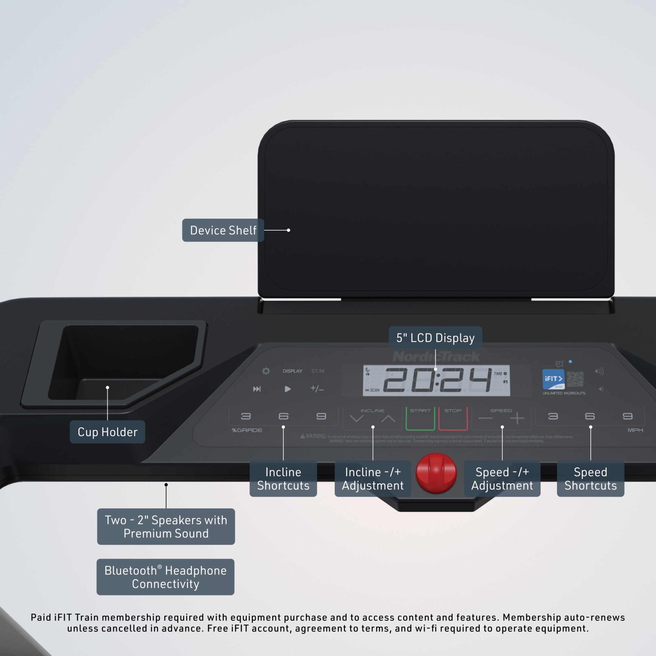 NordicTrack T Series 5 Smart Treadmill with 5" LCD Display & Device Shelf, 0-10% Incline, 0-10 MPH, KeyFlex™ Cushioning and Powered by iFIT