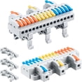 thumbnail image 1 of JANDECCN 4 bloques de terminales de carril DIN conectores de alambre de empalme DIY para circuito en línea 28-12 AWG (3 en 15 salidas), 1 of 1