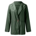 thumbnail image 4 of CUZIBR Womens Blazer Jacket Solid Color Slim Fit Long Sleeve Office Coat Notch Lapel Button Formal Business Casual Outerwear,Dark Green,S, 4 of 5