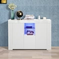 thumbnail image 3 of Kitchen Sideboard Cupboard with LED Light, FreeStanding Buffet Storage for Dining Room, TV Stand Unit Display Cabinet with Drawer and 2 Doors, Modern Storage Cabinet for Hallway, Living Room, 3 of 9