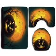 thumbnail image 1 of ABPHQTO Halloween Personaje feroz Cara malvada Siniestro Agresivo Calabaza Luna Llena Murciélagos Juego de alfombras de baño de 3 piezas Alfombra de baño Alfombra de contorno y tapa de inodoro, 1 of 2