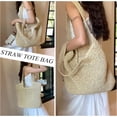 thumbnail image 2 of Kukuzhu Straw Beach Bag, Summer Woven Tote Bag Large Shoulder Handbag Straw Purses and Handbags for Women, 2 of 7