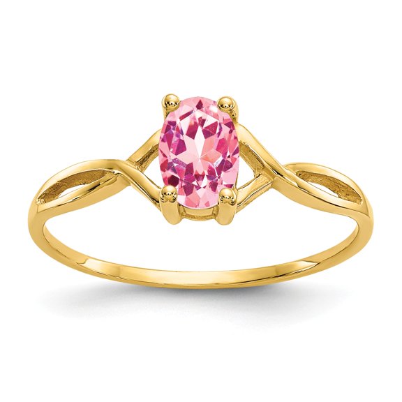 14k Pink Tourmaline Birthstone Ring in 14k Yellow Gold - Size 7