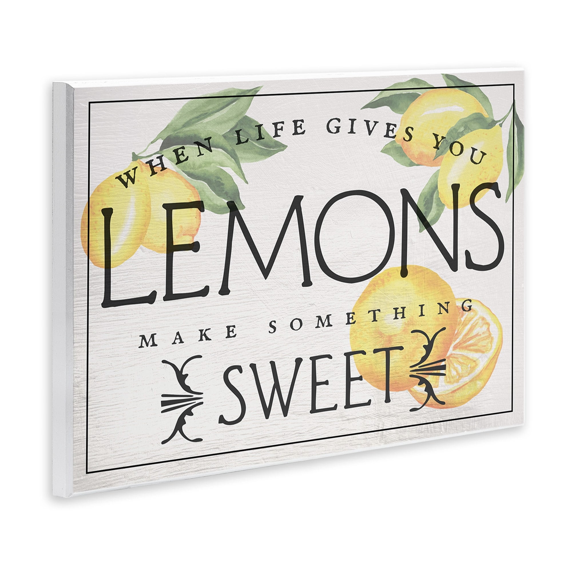 Stupell Industries Life Gives Lemons Bold Citrus Fruit Border Sign Graphic Art Unframed Art Print Wall Art, Design by Daphne Polselli