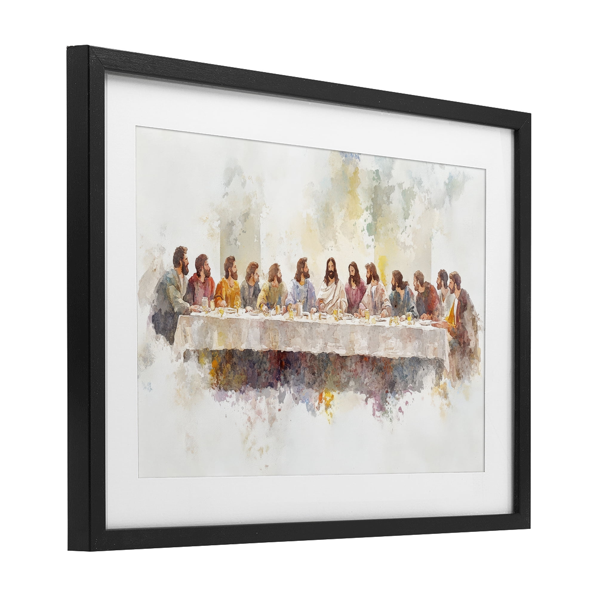 Stupell Industries Watercolor Supper Spirituality Black Framed Print Under Glass, design by Petal Prints Design