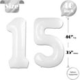 thumbnail image 5 of White Number 15 Balloon 40 inch, 15 Number Balloons, 15th White Birthday Decorations for Girls Boys 15 Year Old White Party Supplies, 5 of 18
